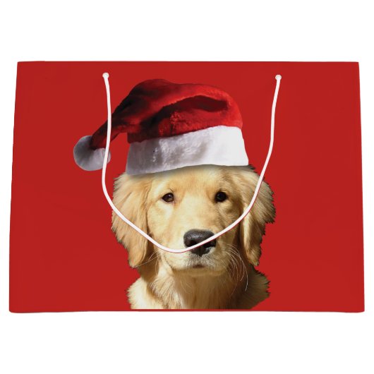 Golden Retriever Merry kerstcadeau Groot Cadeauzakje (Voorkant)