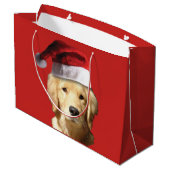 Golden Retriever Merry kerstcadeau Groot Cadeauzakje (Achterkant Gekanteld)