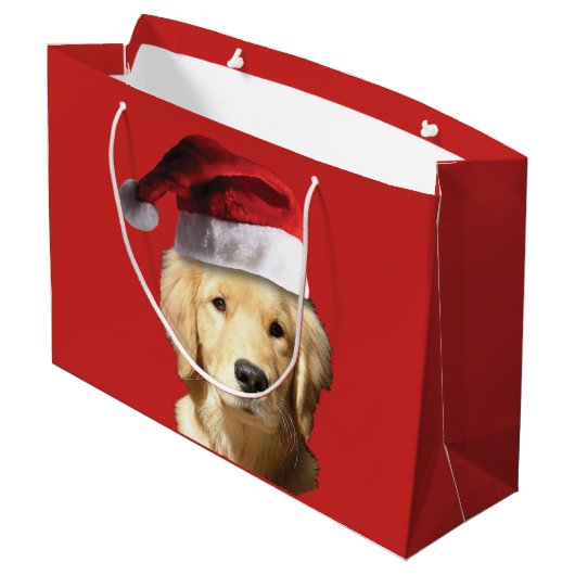 Golden Retriever Merry kerstcadeau Groot Cadeauzakje (Achterkant Gekanteld)
