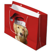 Golden Retriever Merry kerstcadeau Groot Cadeauzakje (Voorkant Gekanteld)