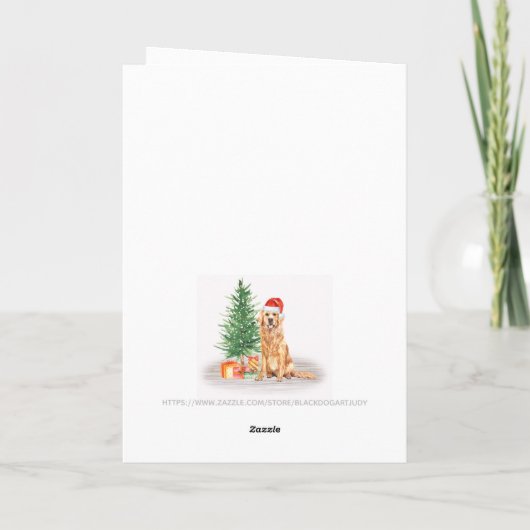 Golden Retriever Merry Kerstkersthond Feestdagen Kaart (Achterkant)