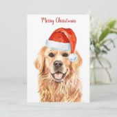 Golden Retriever Merry kerstpap Dog Feestdagenkaart (Staand voorkant)