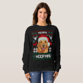 Golden Retriever Merry Woofmas Sweat Dog Kerstmis Trui (Voorkant volledig)