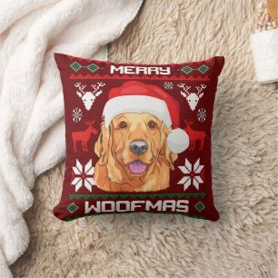 Golden Retriever Merry Woofmas Sweatshirt Dog Kussen
