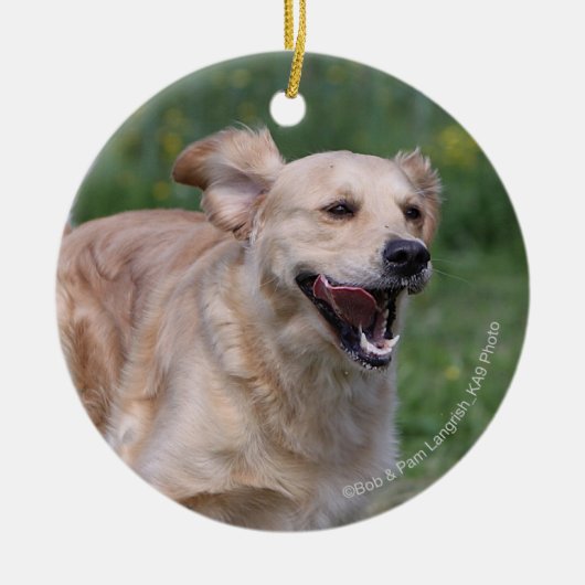 Golden Retriever met 1 Keramisch Ornament (Voorkant)