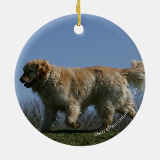Golden Retriever met 3 Keramisch Ornament (Achterkant)