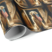 Golden Retriever met Amerikaanse vlag Cadeaupapier (Rol Hoek)