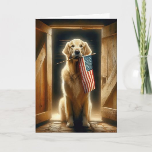 Golden Retriever met Amerikaanse vlag Kaart (Voorkant)