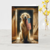 Golden Retriever met Amerikaanse vlag Kaart (Gele Bloem)