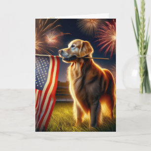 Golden Retriever met Amerikaanse vlag Kaart