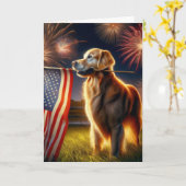 Golden Retriever met Amerikaanse vlag Kaart (Gele Bloem)