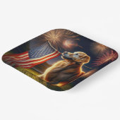 Golden Retriever met Amerikaanse vlag Papieren Bordje (Gebogen)