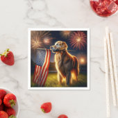 Golden Retriever met Amerikaanse vlag Servet (Insitu)