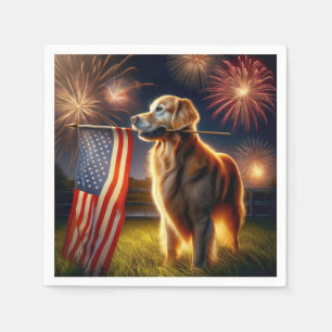 Golden Retriever met Amerikaanse vlag Servet