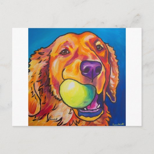Golden Retriever met bal Briefkaart (Voorkant)