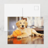 Golden Retriever met Basketball Speelgoed Briefkaart (Voorkant / Achterkant)