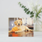 Golden Retriever met Basketball Speelgoed Briefkaart (Staand voorkant)