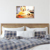 Golden Retriever met Basketball Speelgoed Canvas Afdruk (Insitu (Slaapkamer))