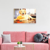 Golden Retriever met Basketball Speelgoed Canvas Afdruk (Insitu (Woonkamer))