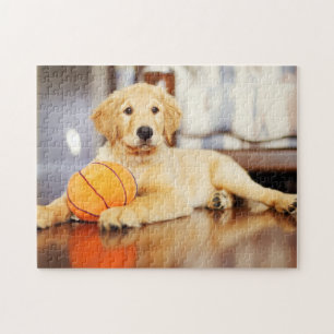 Golden Retriever met Basketball Speelgoed Legpuzzel