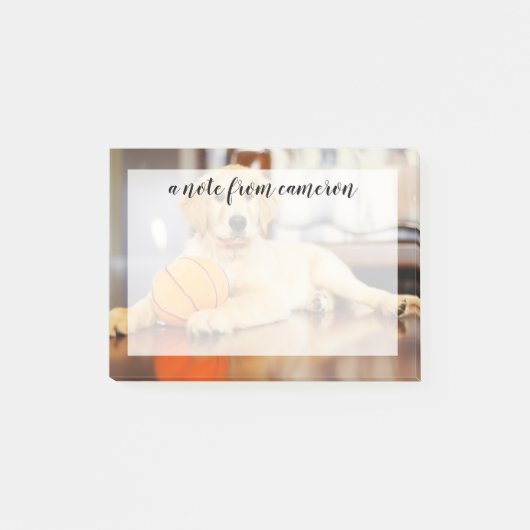 Golden Retriever met Basketball Speelgoed Post-it® Notes (Voorkant)