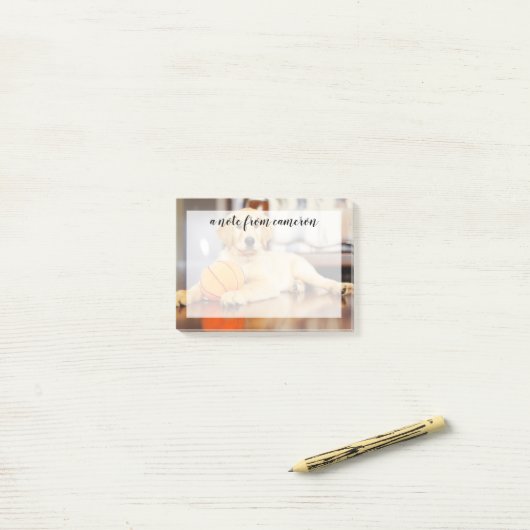 Golden Retriever met Basketball Speelgoed Post-it® Notes (Op bureau)