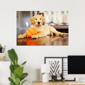 Golden Retriever met Basketball Speelgoed Poster (Thuiskantoor)