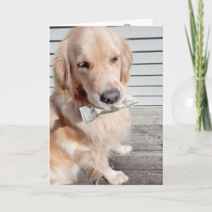 Golden Retriever met Birthday Money Kaart