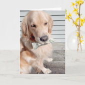 Golden Retriever met Birthday Money Kaart (Gele Bloem)