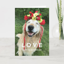 Golden Retriever met bloeiende Valentijnsdag Feestdagen Kaart