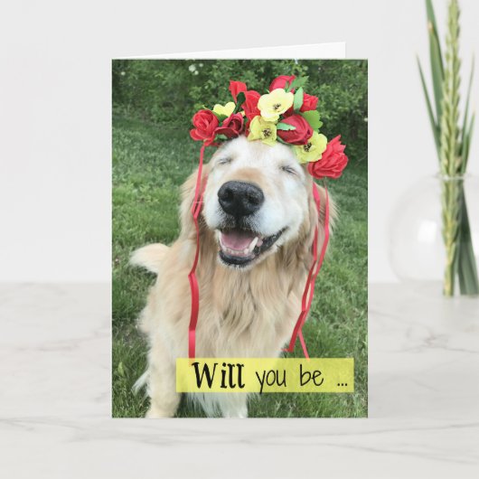 Golden Retriever met bloemkool Bridesmaid Kaart (Voorkant)