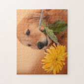 Golden Retriever met blote puzzle Legpuzzel (Verticaal)