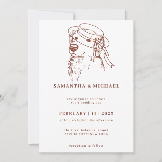 Golden Retriever met bruidshoed Kaart (Voorkant)