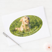 Golden Retriever met Citaat Ovale Sticker (Envelop)