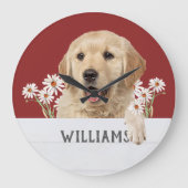 Golden Retriever met Daises Grote Klok (Voorkant)