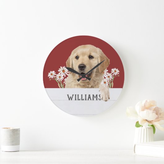 Golden Retriever met Daises Grote Klok (Huis)