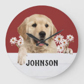 Golden Retriever met Daises Grote Klok (Voorkant)