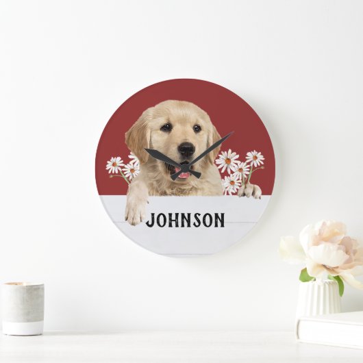 Golden Retriever met Daises Grote Klok (Huis)