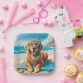 Golden Retriever met duikuitrusting Papieren Bordje (Feest)