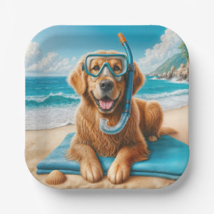 Golden Retriever met duikuitrusting Papieren Bordje