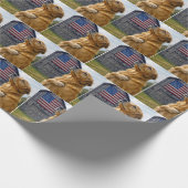 Golden Retriever met een Amerikaanse vlag Cadeaupapier (Hoek)