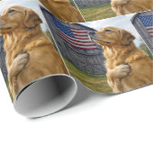 Golden Retriever met een Amerikaanse vlag Cadeaupapier (Rol Hoek)