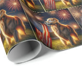 Golden Retriever met een Amerikaanse vlag Cadeaupapier (Rol Hoek)