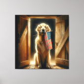 Golden Retriever met een Amerikaanse vlag Canvas Afdruk (Voorkant)