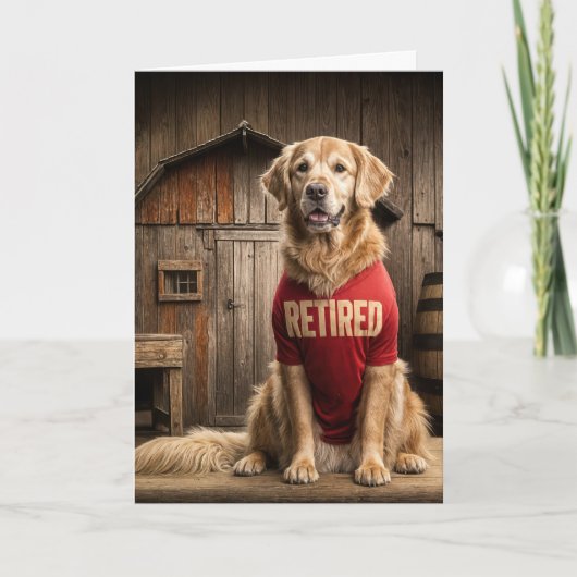 Golden Retriever met een gepensioneerd Shirt Kaart (Voorkant)