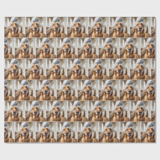 Golden Retriever met een handdoek tulband Cadeaupapier (Vlak)