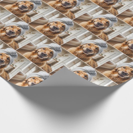 Golden Retriever met een handdoek tulband Cadeaupapier (Hoek)