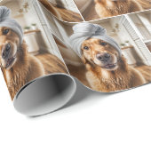 Golden Retriever met een handdoek tulband Cadeaupapier (Rol Hoek)