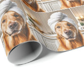 Golden Retriever met een handdoek tulband Cadeaupapier (Rol Hoek)
