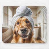 Golden Retriever met een handdoek tulband Muismat (Voorkant)